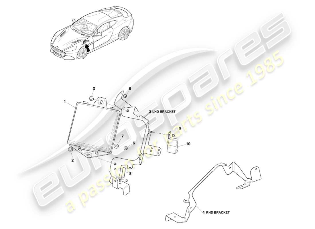 aston martin vanquish (2013) caja de fusibles del compartimento del motor diagrama de piezas