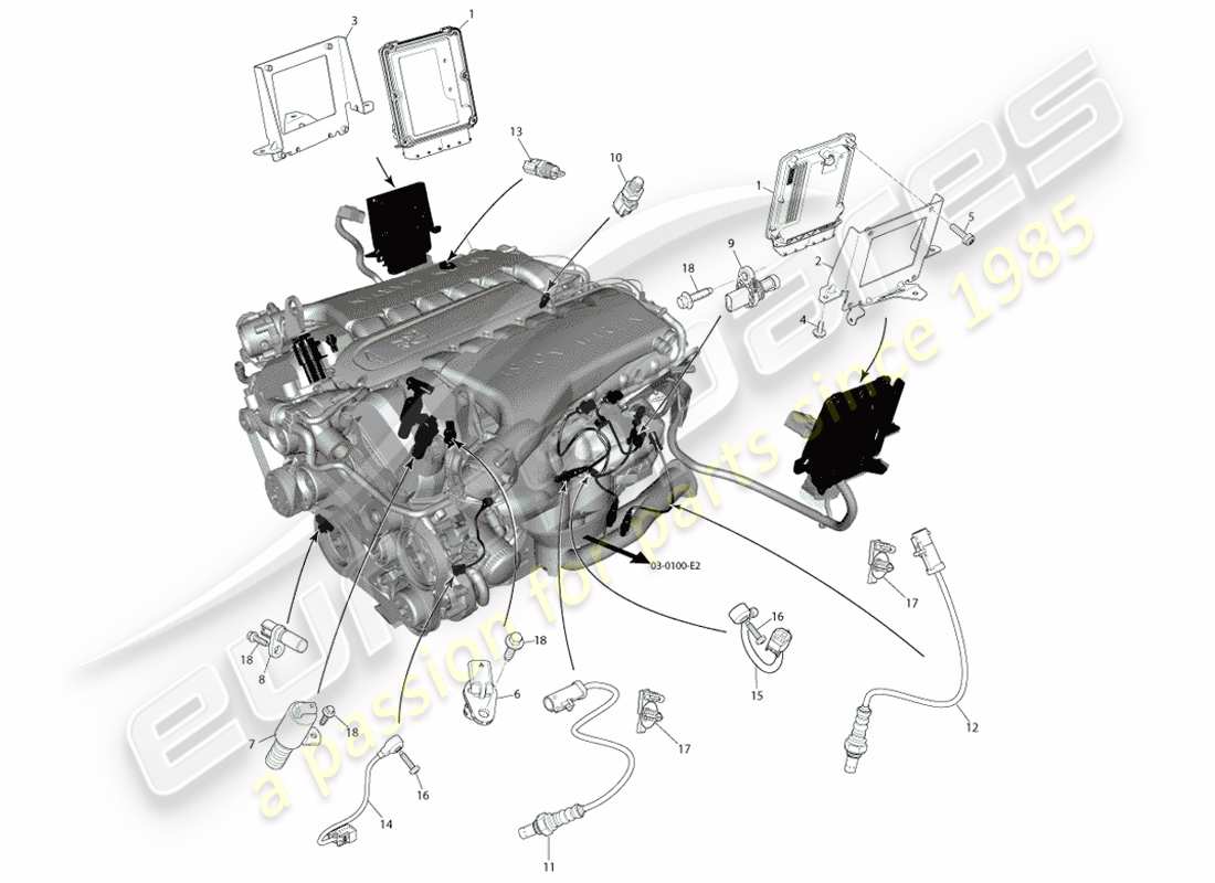 aston martin vanquish (2014) control electrónico del motor, bosch diagrama de piezas