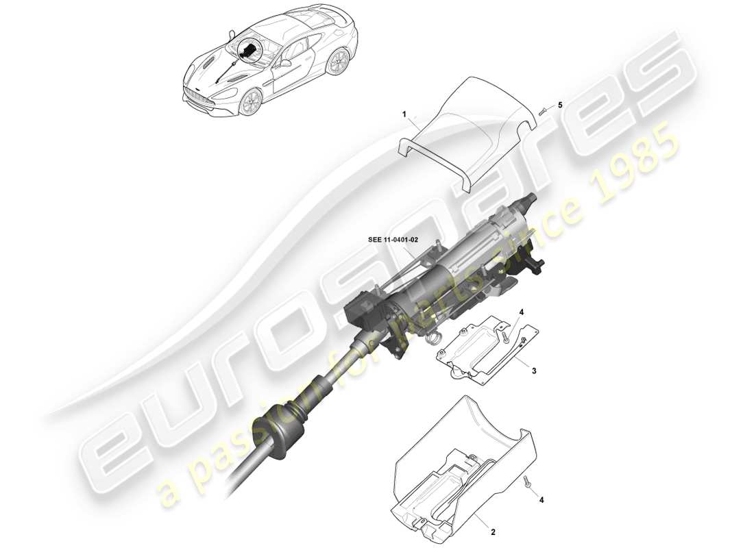 aston martin vanquish (2013) cubierta de columna diagrama de piezas