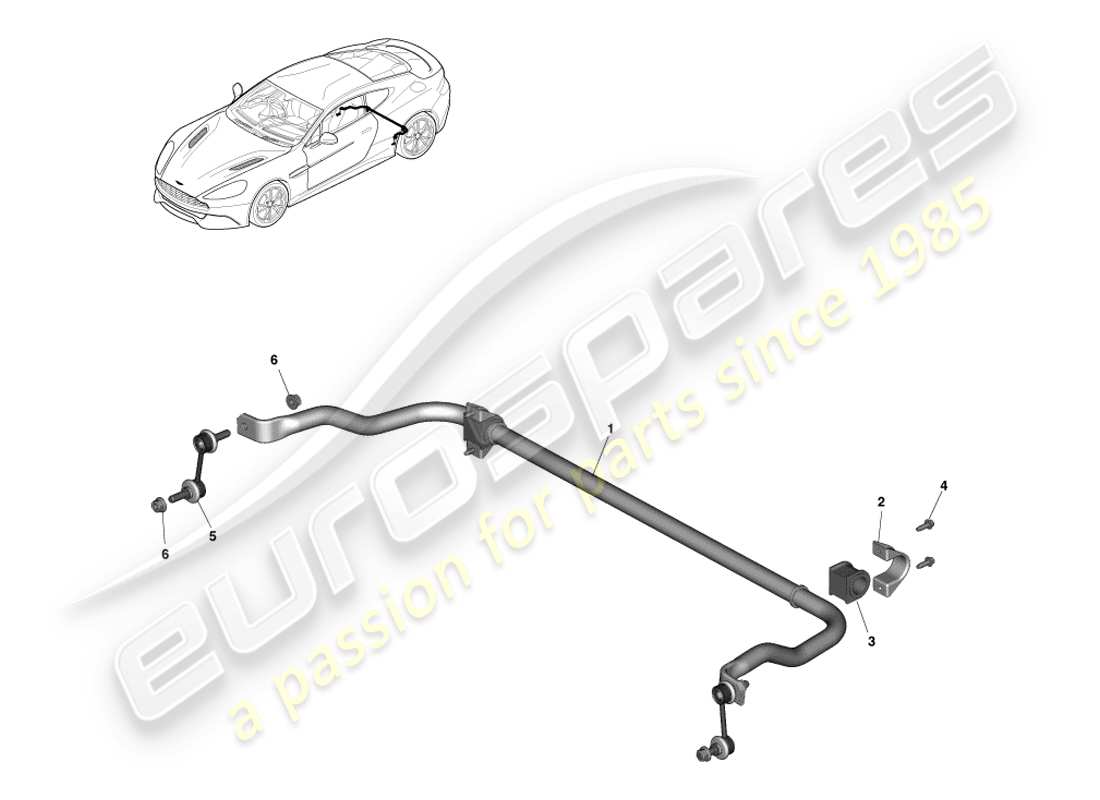 aston martin vanquish (2013) barra estabilizadora trasera diagrama de piezas