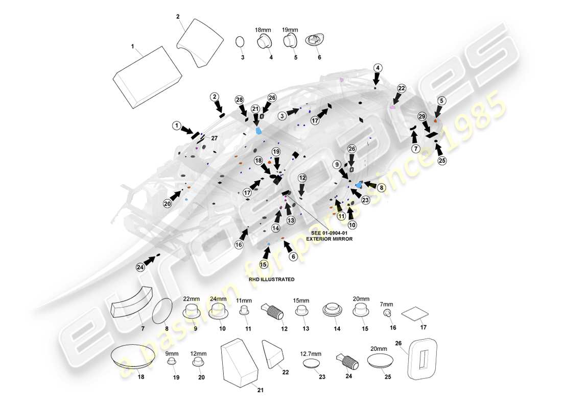 aston martin vanquish (2013) sellado estático diagrama de piezas