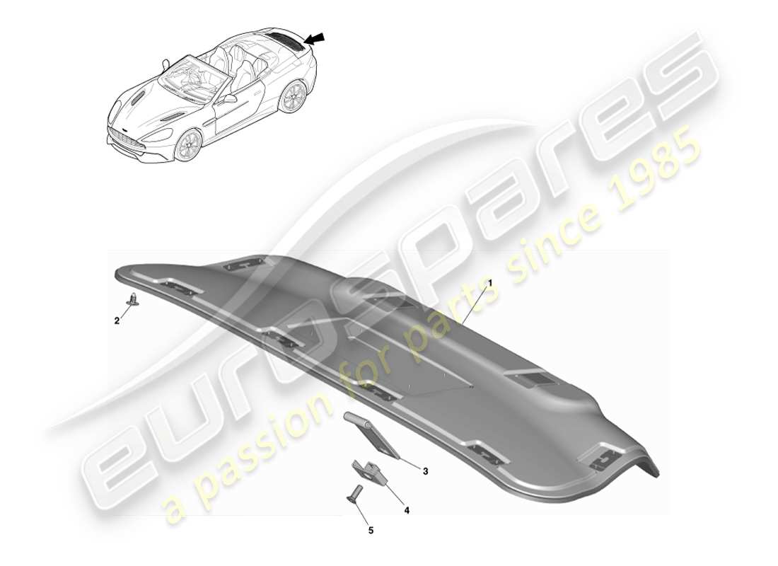 aston martin vanquish (2013) panel embellecedor del portón trasero, volante diagrama de piezas