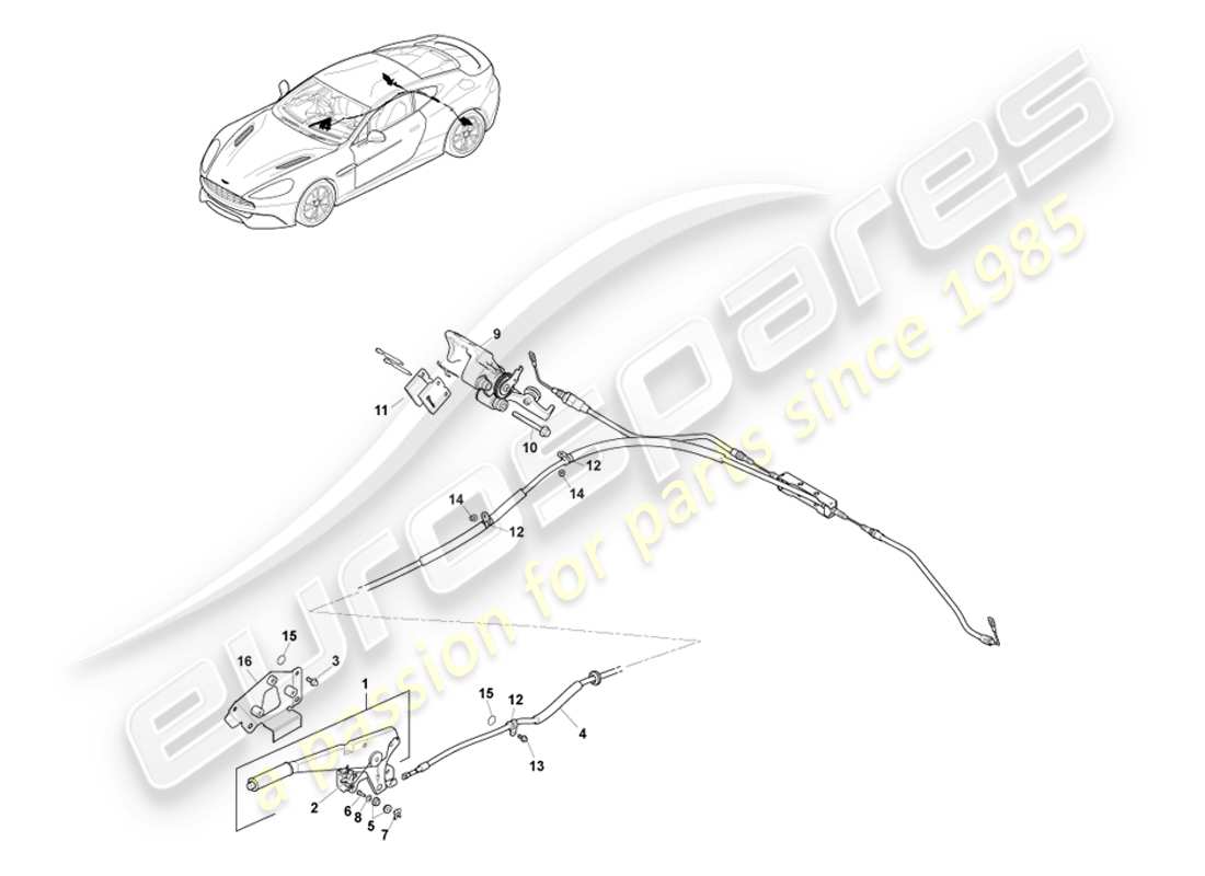 aston martin vanquish (2013) freno de estacionamiento, lado derecho diagrama de piezas