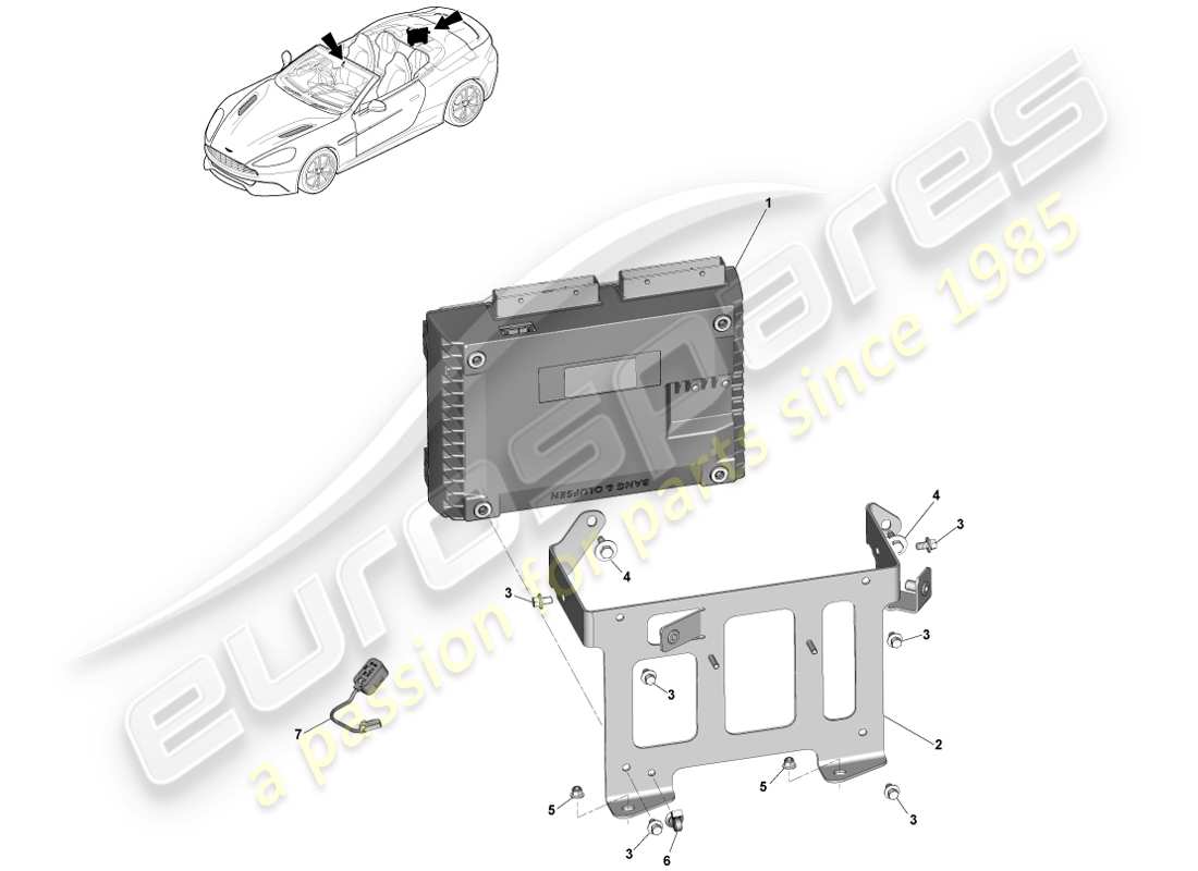 aston martin vanquish (2013) amplificadores, b&o, volante diagrama de piezas
