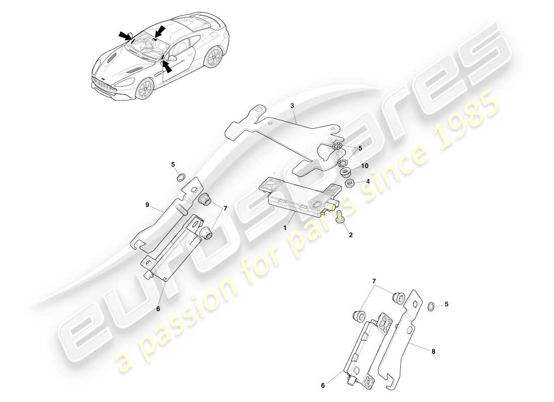 aston martin vanquish (2013) antena de radio diagrama de piezas