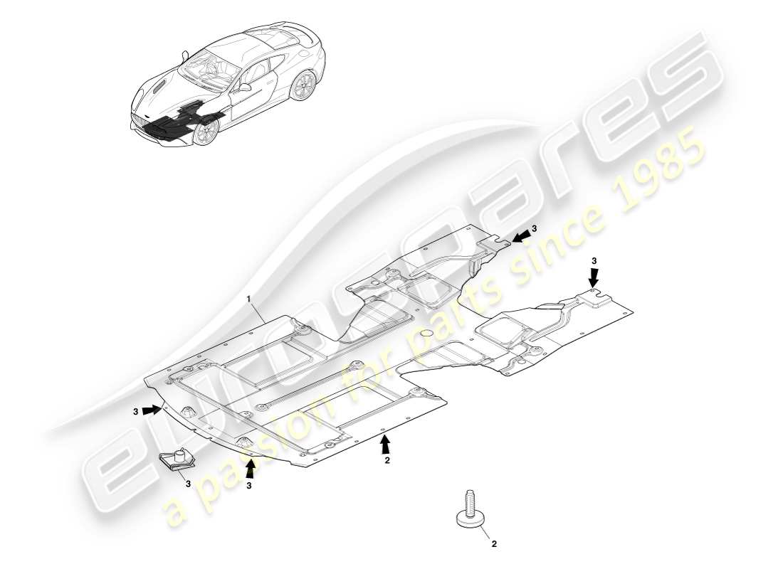 aston martin vanquish (2014) bandeja inferior delantera, cupé diagrama de piezas