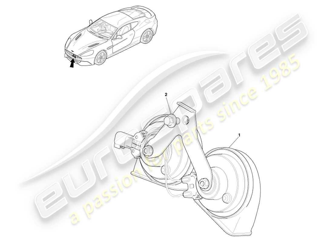 aston martin vanquish (2013) bocina de tráfico diagrama de piezas