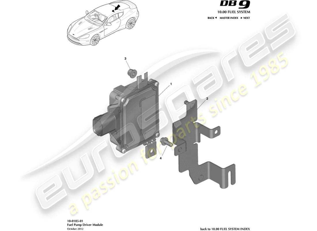aston martin db9 (2015) diagrama de piezas del módulo de bomba de combustible