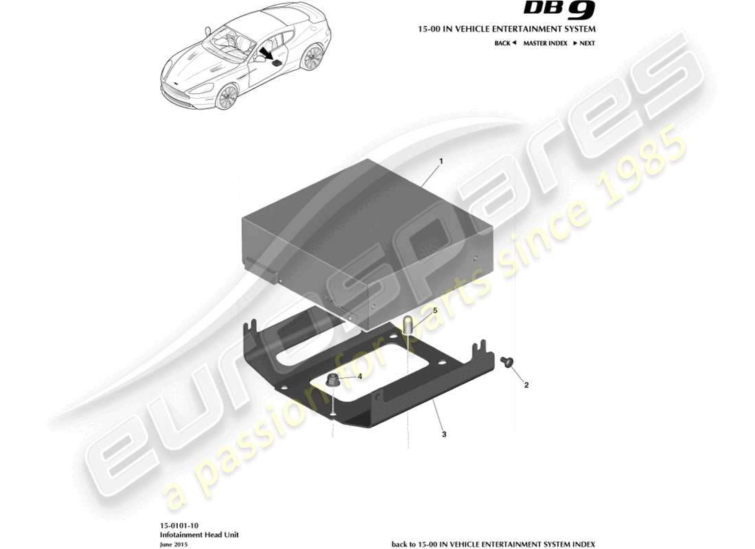 aston martin db9 (2015) unidad de control ice, 16my en el diagrama de piezas