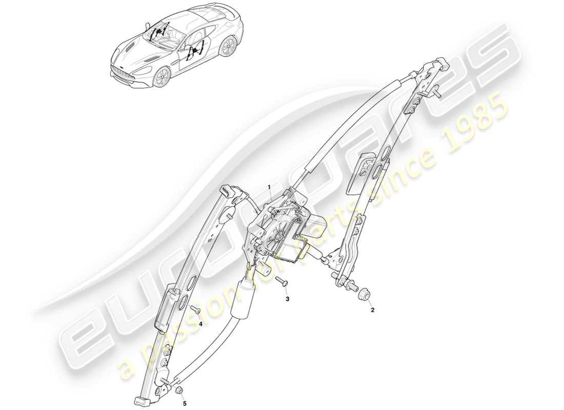 aston martin vanquish (2013) regulador de ventana delantera diagrama de piezas
