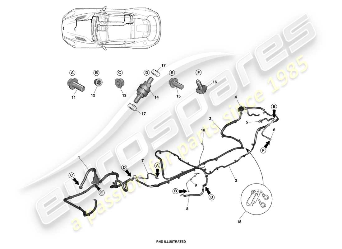 aston martin vanquish (2014) cables de batería diagrama de piezas