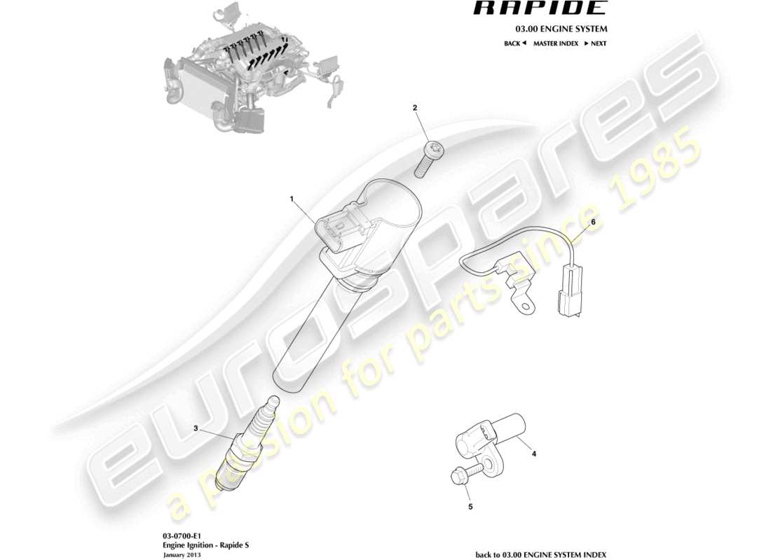 aston martin rapide (2013) encendido diagrama de piezas