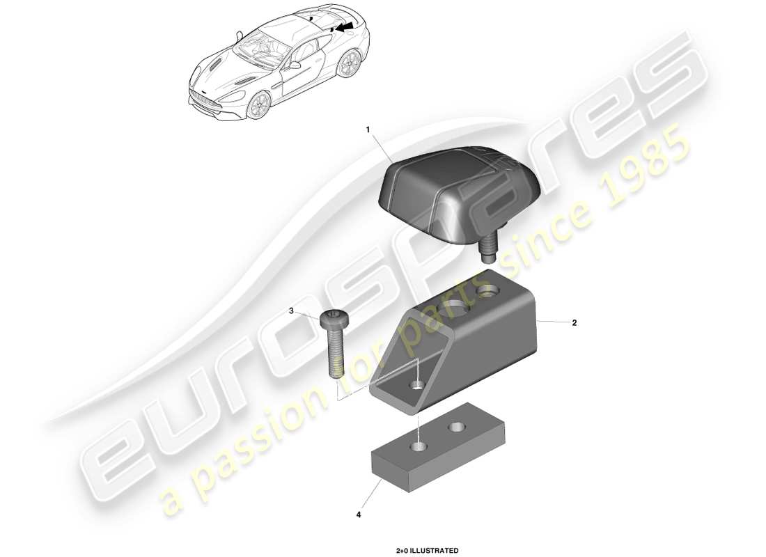 aston martin vanquish (2013) diagrama de piezas de los soportes de sujeción isofix
