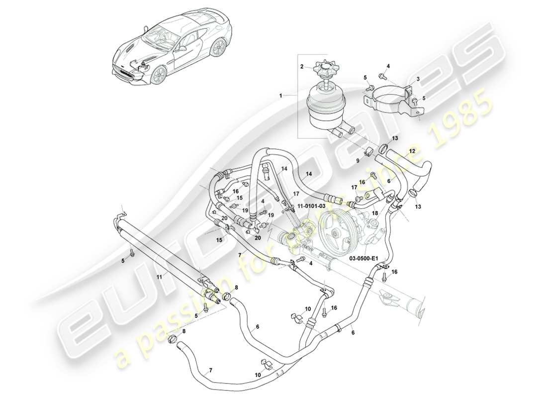 aston martin vanquish (2013) mangueras pas, volante a la derecha 15my en diagrama de piezas