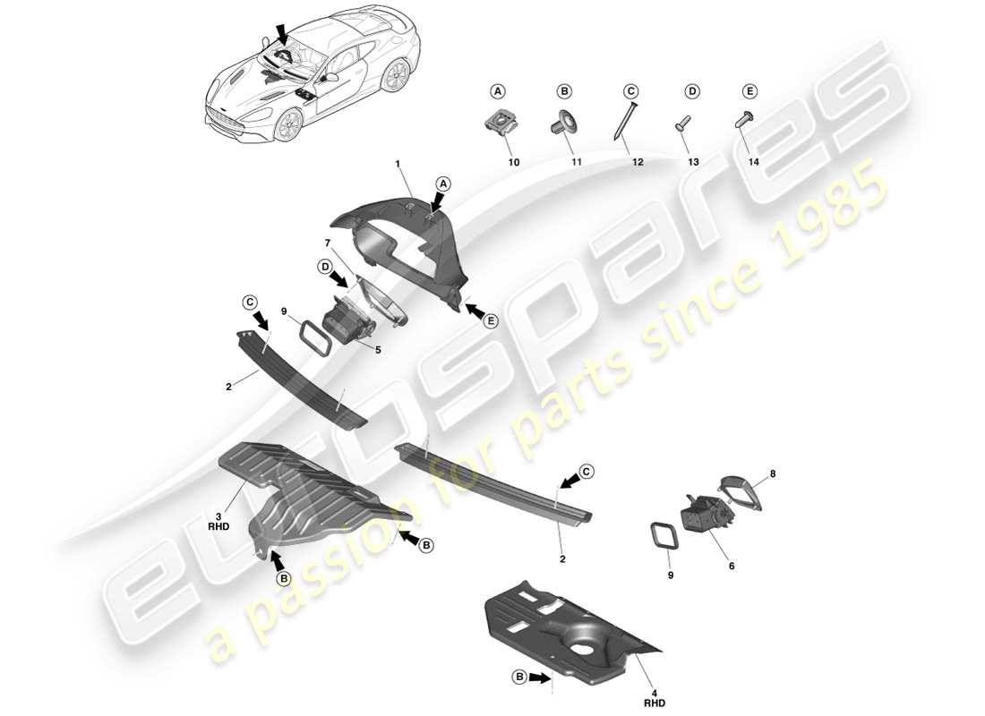 aston martin vanquish (2014) piezas aplicadas diagrama de piezas