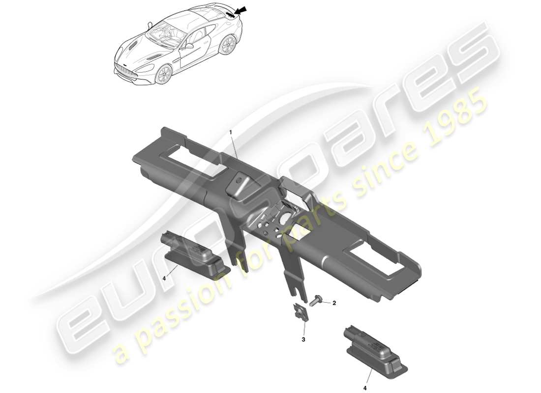 aston martin vanquish (2014) license plate lamps diagrama de piezas
