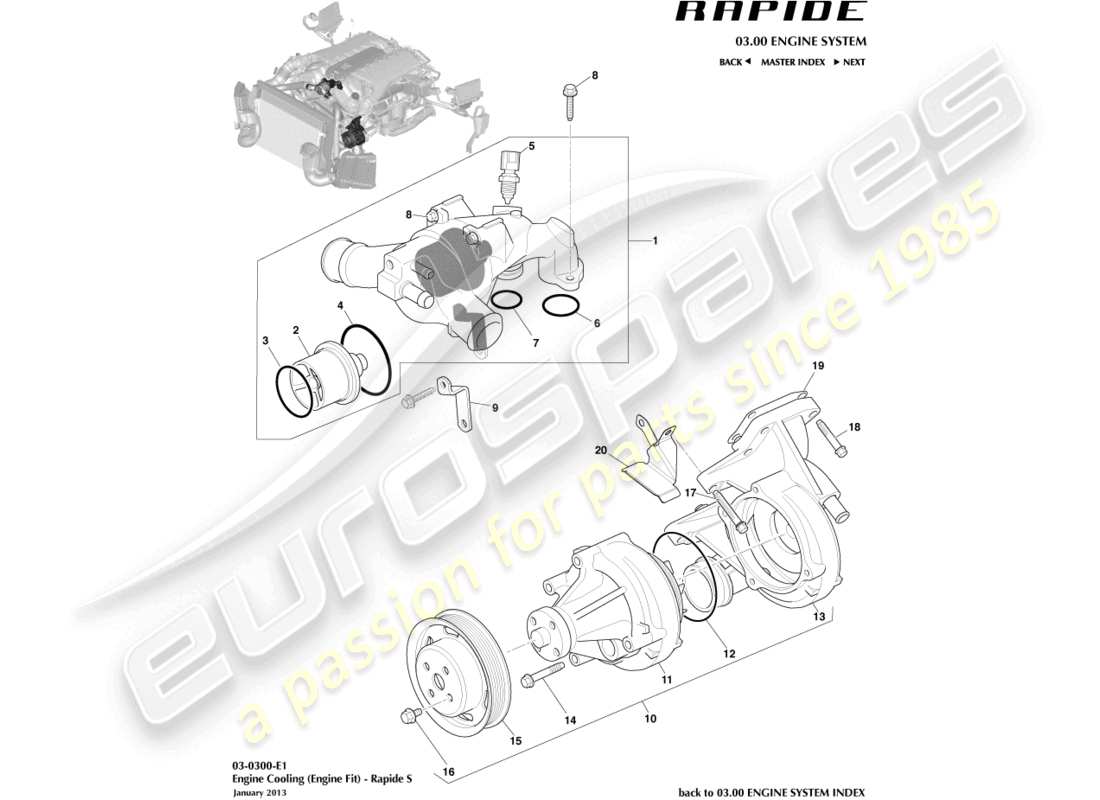 aston martin rapide (2013) refrigeración del motor diagrama de piezas