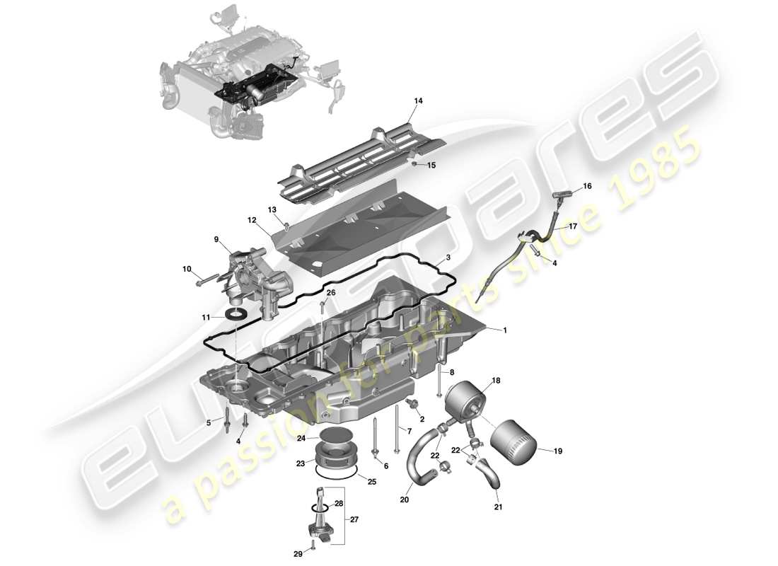 aston martin vanquish (2014) lubricación del motor diagrama de piezas