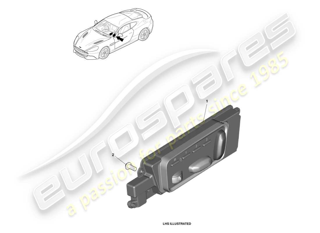 aston martin vanquish (2014) interruptores de ajuste del asiento diagrama de piezas