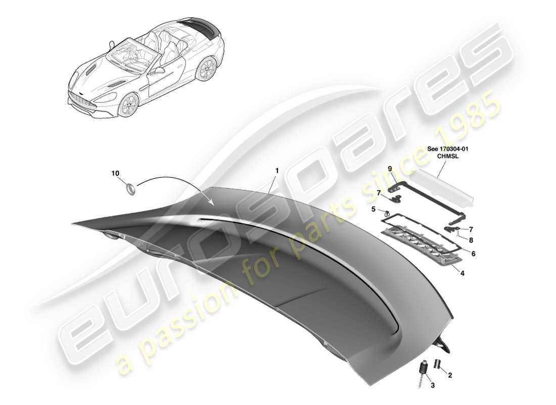 aston martin vanquish (2014) conjunto de tapa de cubierta, diagrama de piezas de volante