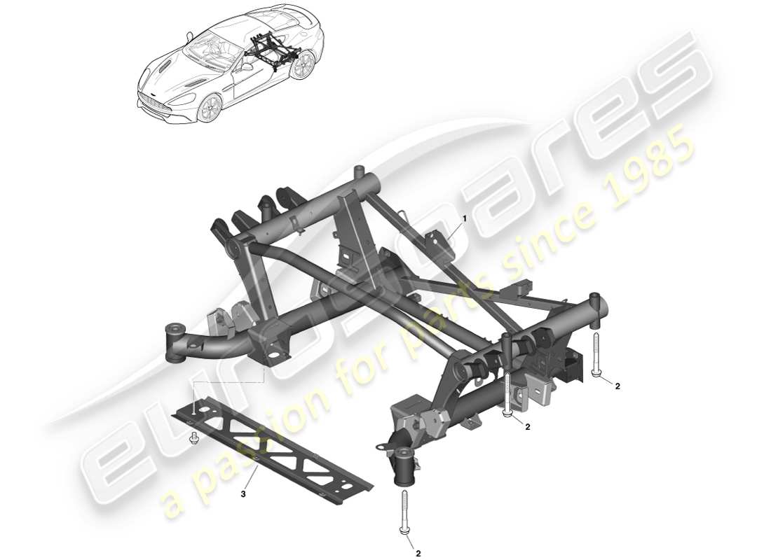 aston martin vanquish (2014) subchasis trasero diagrama de piezas