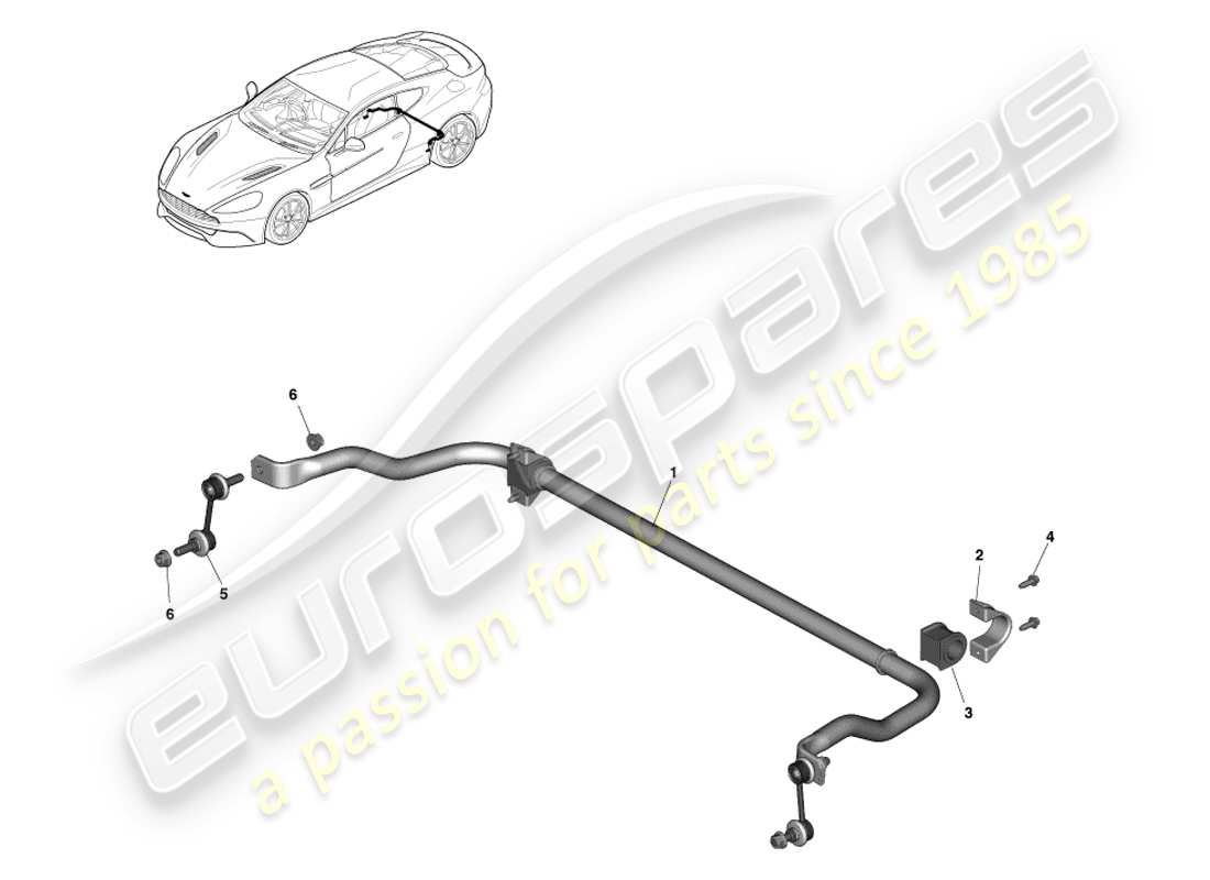 aston martin vanquish (2014) barra estabilizadora trasera diagrama de piezas