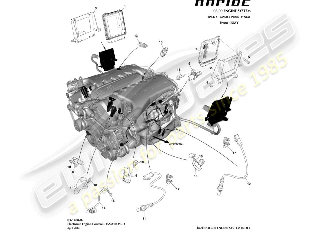 aston martin rapide (2010) control electrónico del motor, 15my diagrama de piezas