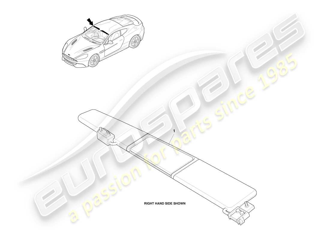 aston martin vanquish (2013) viseras de sol diagrama de piezas