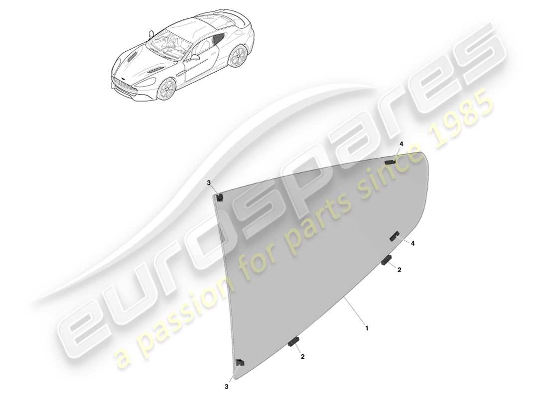 aston martin vanquish (2013) vidrio trasero, cupé diagrama de piezas