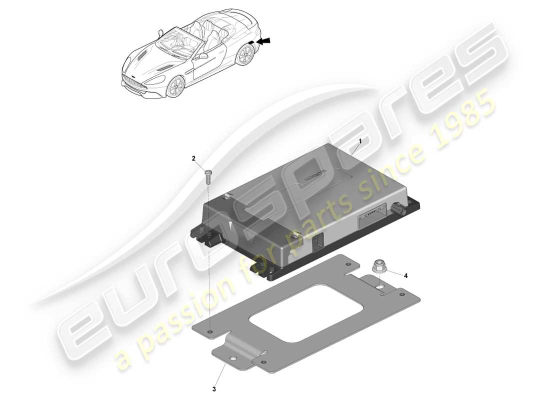 aston martin vanquish (2014) módulo de navegación, diagrama de piezas de volante