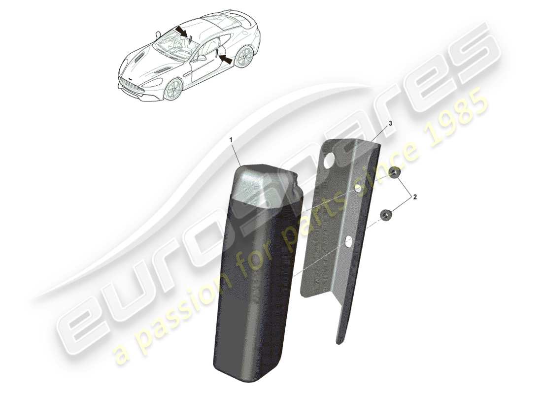 aston martin vanquish (2014) diagrama de piezas del airbag del asiento delantero