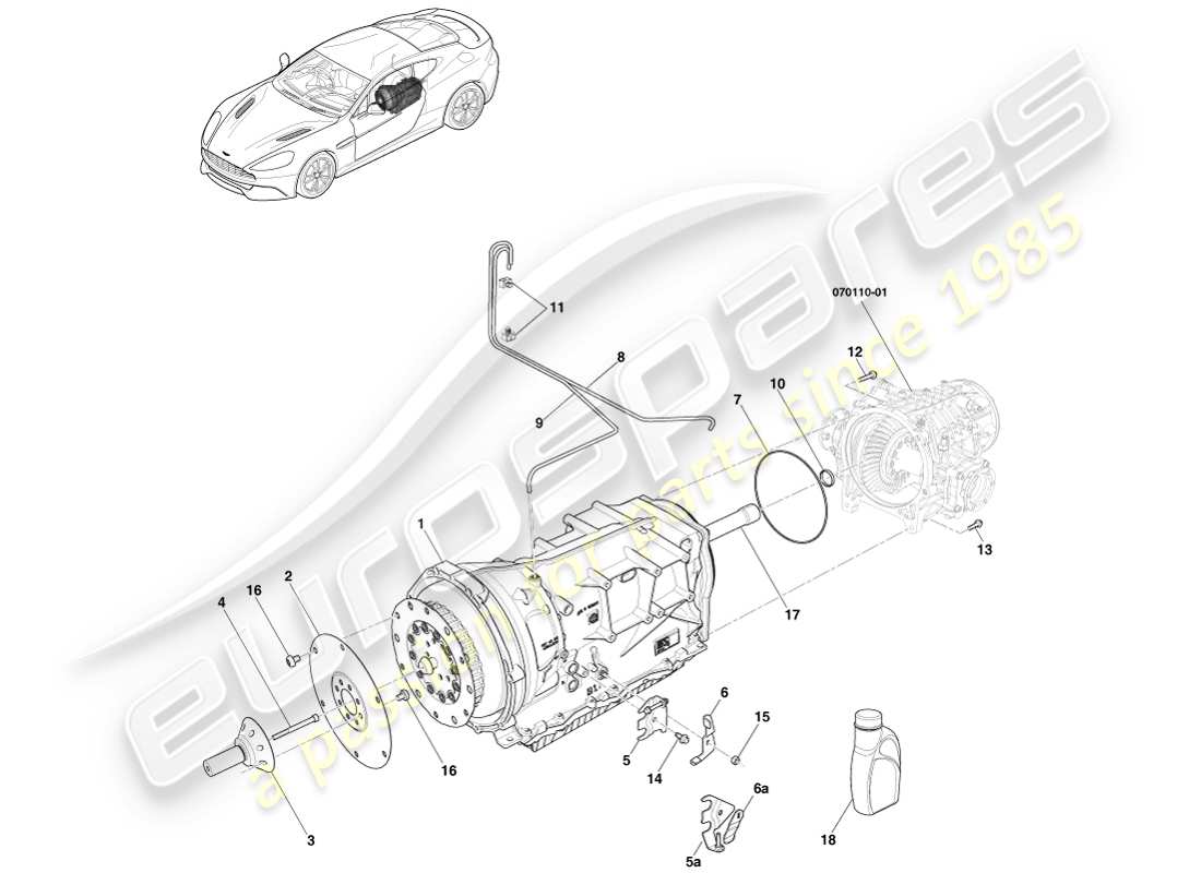 aston martin vanquish (2014) transmisión, 8 velocidad diagrama de piezas