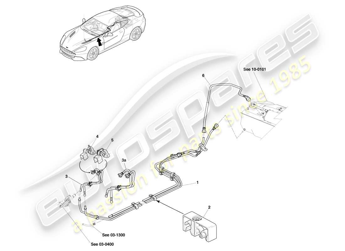 aston martin vanquish (2014) distribución de combustible, 15my en el diagrama de piezas