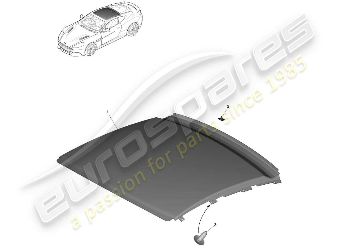 aston martin vanquish (2014) diagrama de piezas del conjunto del techo interior
