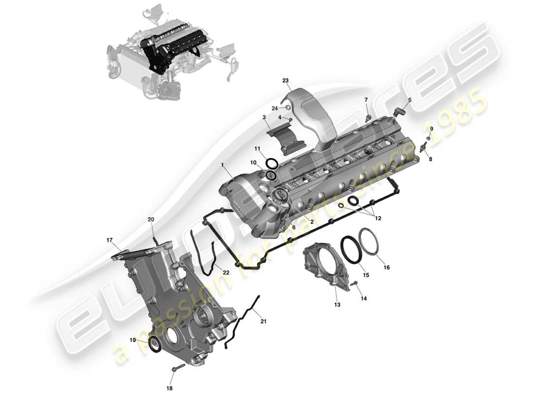 aston martin vanquish (2014) sellado del motor diagrama de piezas