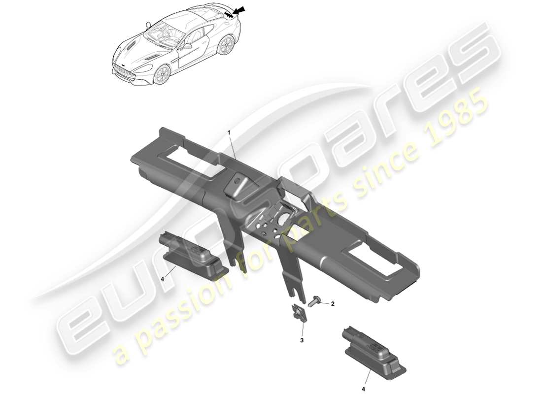 aston martin vanquish (2013) license plate lamps diagrama de piezas