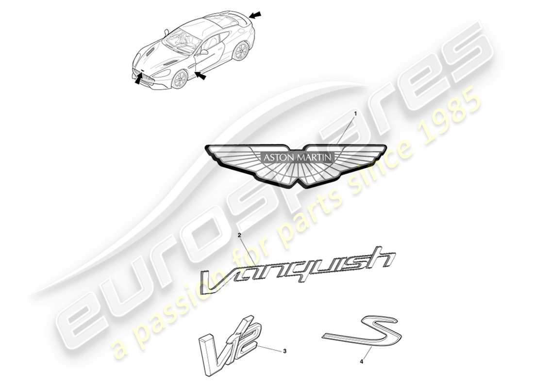aston martin vanquish (2013) insignias diagrama de piezas