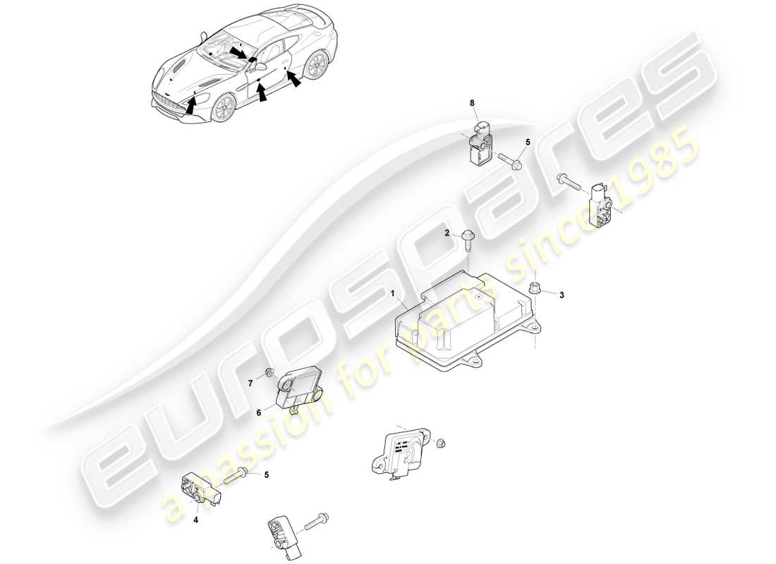 aston martin vanquish (2013) electrónica de sujeción diagrama de piezas