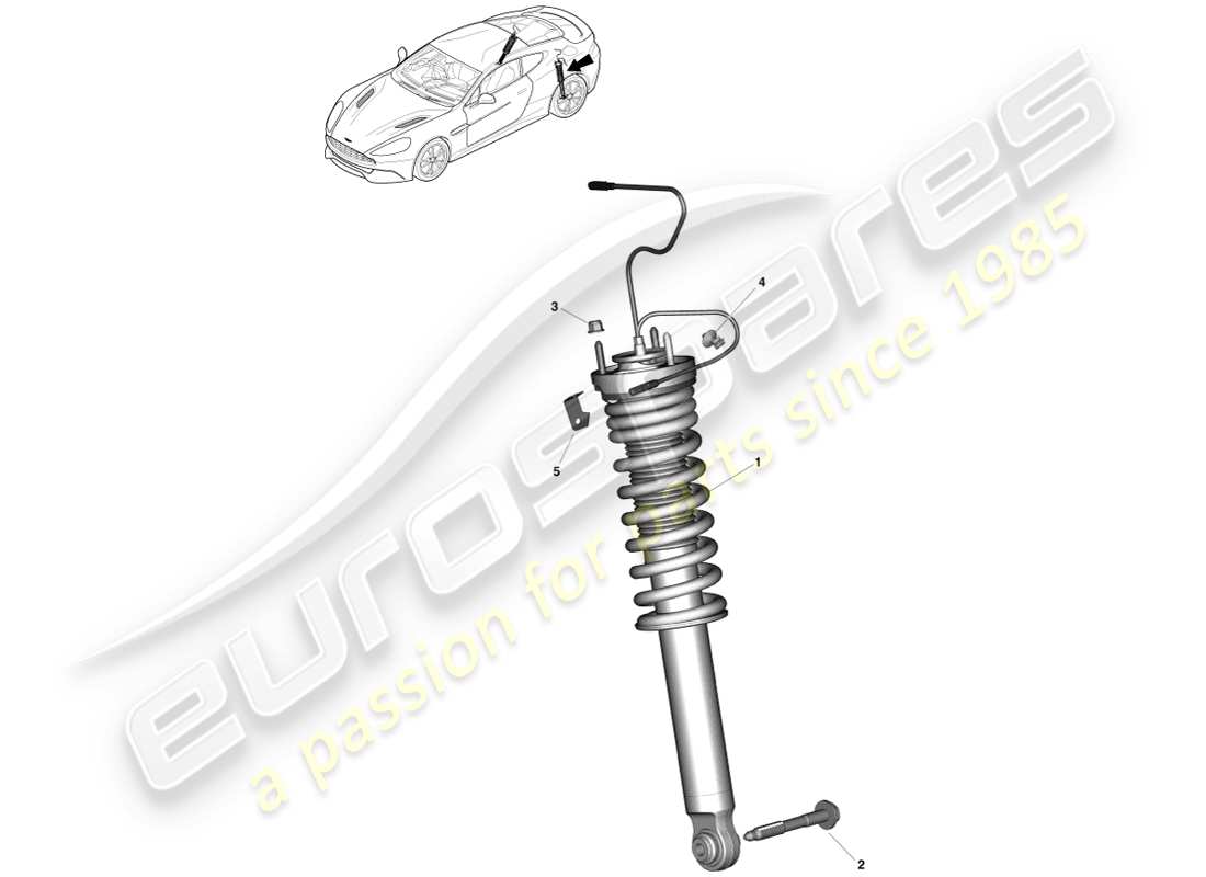 aston martin vanquish (2013) muelle trasero y amortiguador diagrama de piezas