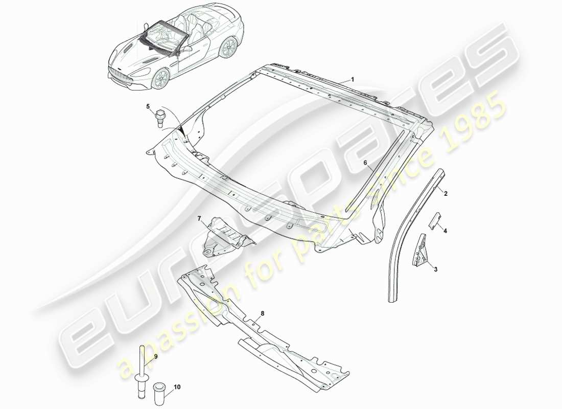 aston martin vanquish (2014) carrocería, tablero y capó, diagrama de piezas de volante