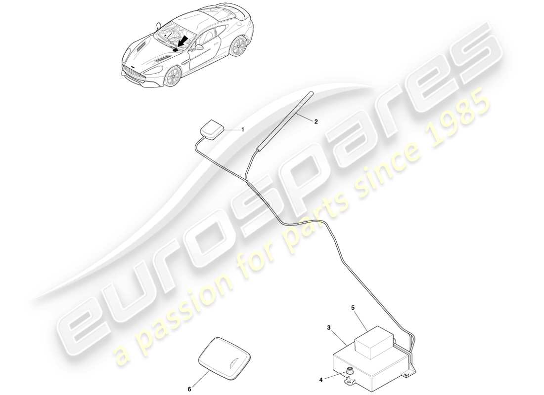 aston martin vanquish (2013) cat-5 rastreador diagrama de piezas