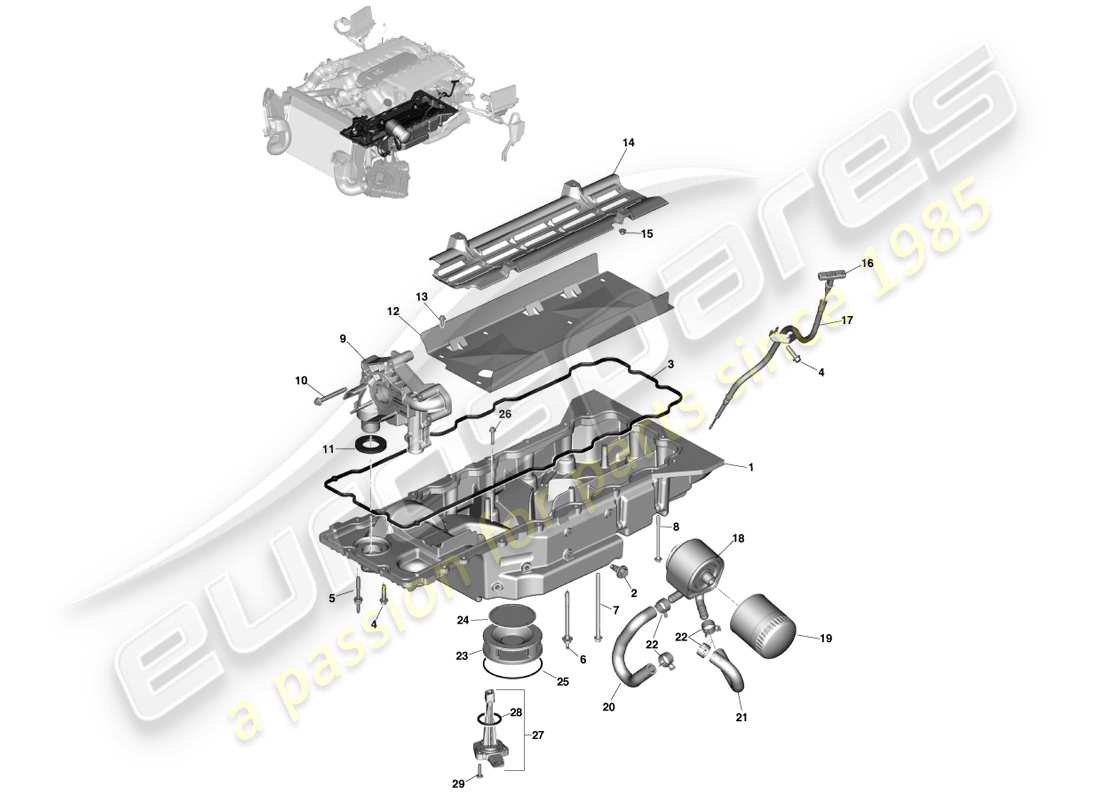 aston martin vanquish (2013) lubricación del motor diagrama de piezas