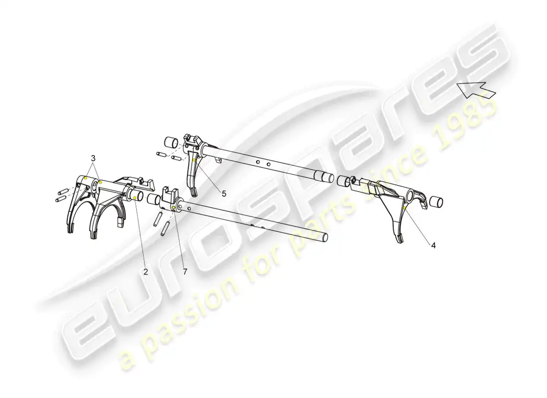 lamborghini gallardo coupe (2004) eje selector con horquilla selectora diagrama de piezas