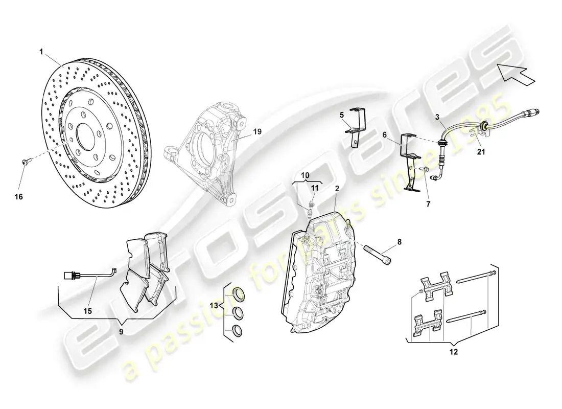 lamborghini lp570-4 sl (2012) disc brake front diagrama de piezas