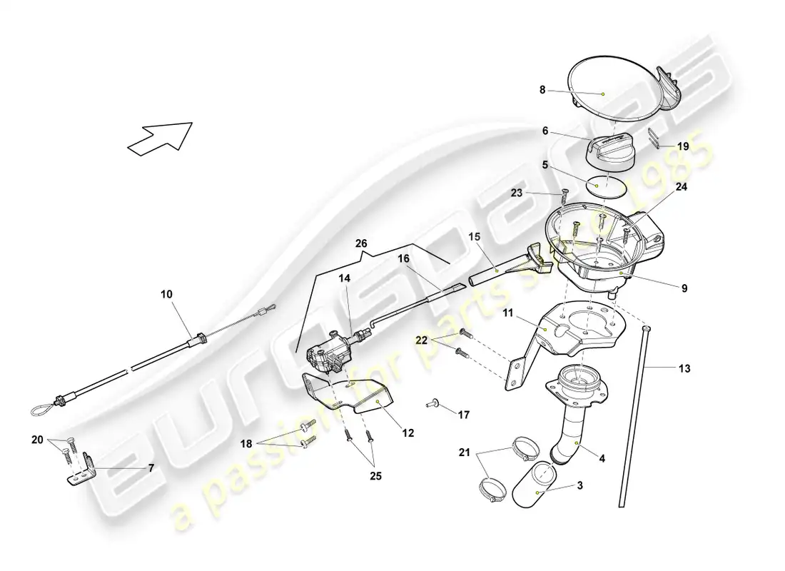 lamborghini lp570-4 sl (2014) tapa de llenado de combustible diagrama de piezas