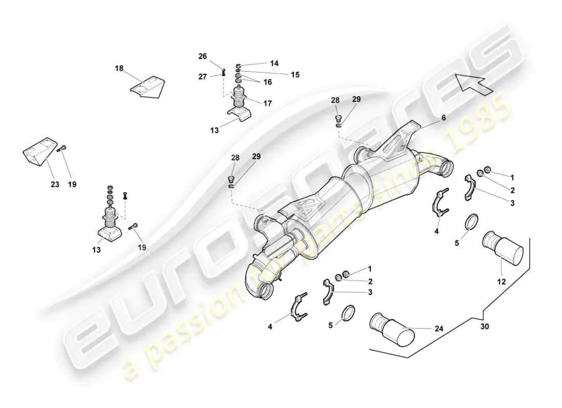 lamborghini superleggera (2008) silenciador trasero diagrama de piezas