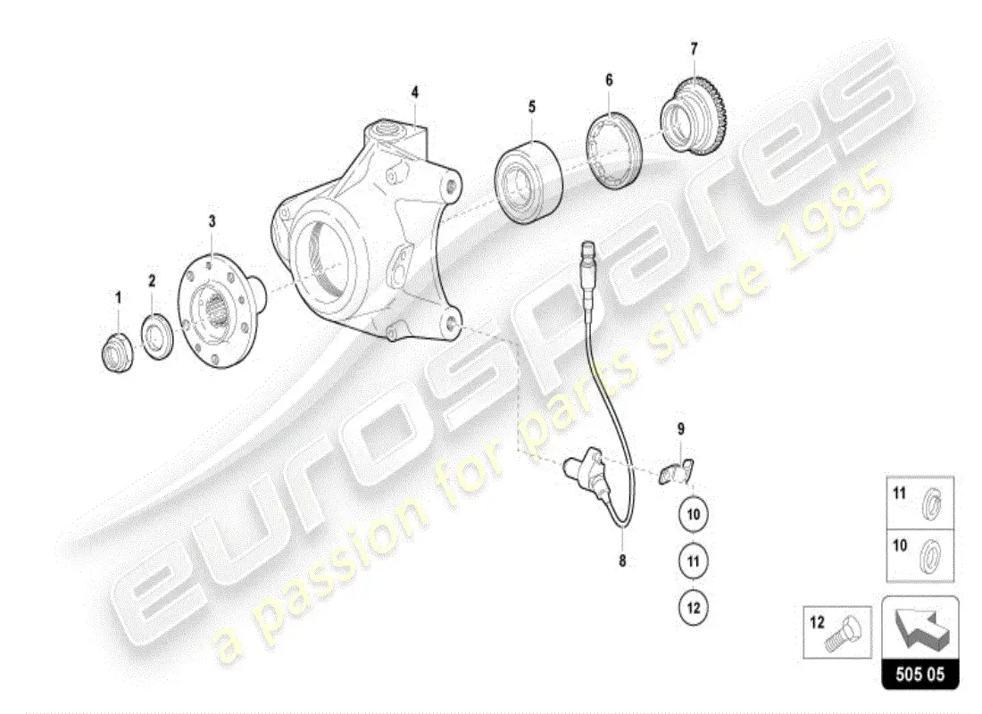 lamborghini diablo vt (1998) cubo de la rueda diagrama de piezas
