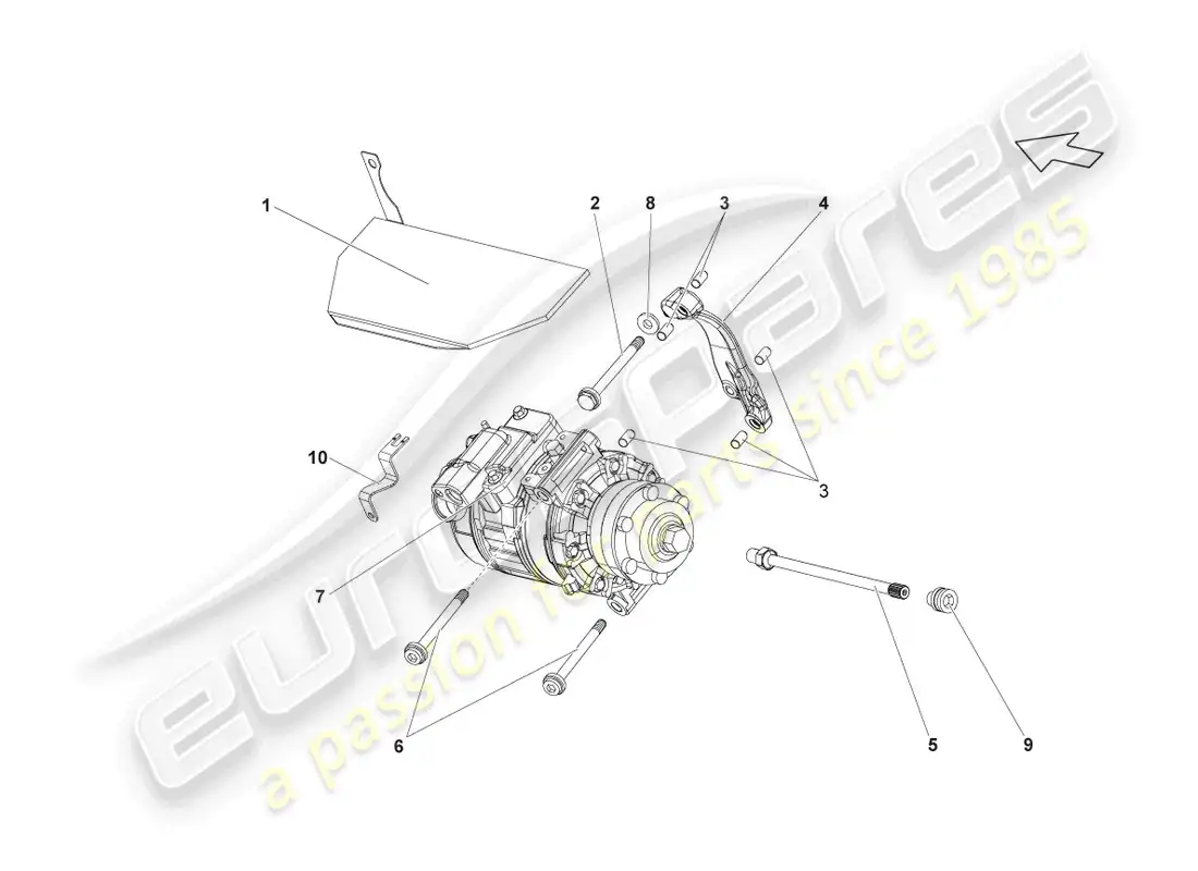 lamborghini lp560-4 spider (2010) compresor de a/c diagrama de piezas