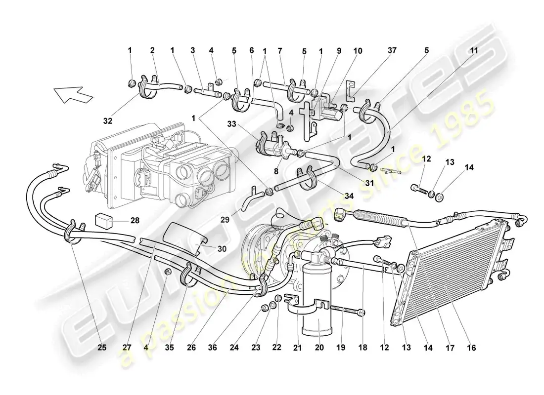 lamborghini lp640 roadster (2009) condensador de a/c diagrama de piezas