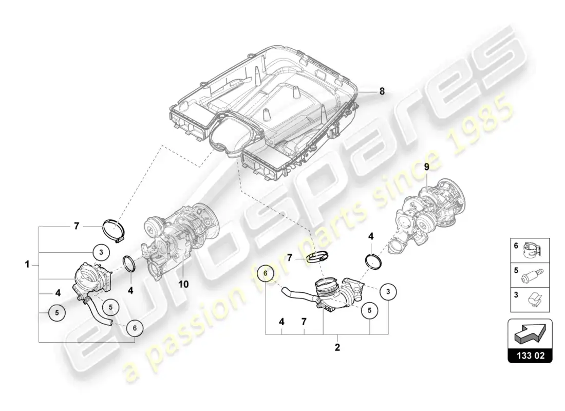 lamborghini urus (2022) intake connection diagrama de piezas